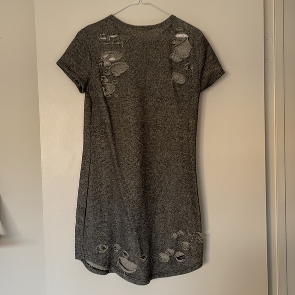 Distressed Grey Mini Tee Dress Size S - Picture 2 of 4